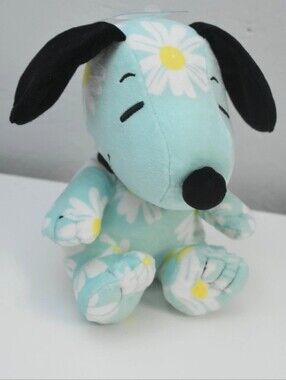Hallmark Aqua and White Daisy Plush Dog Toy with Black Ears